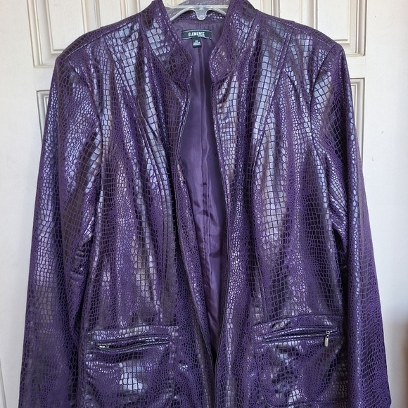 Plus Sz3X Purple Elemenz Jacket Faux Croc Zip Front/Pockets Brand New With Tags - Picture 1 of 10